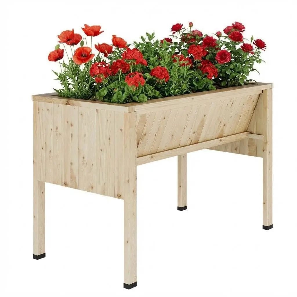 

Elevated Wood Planter Box With Legs And Hooks Raised Garden Bed Includes Non Woven Liner For Vegetables Outdoor Patio Raised