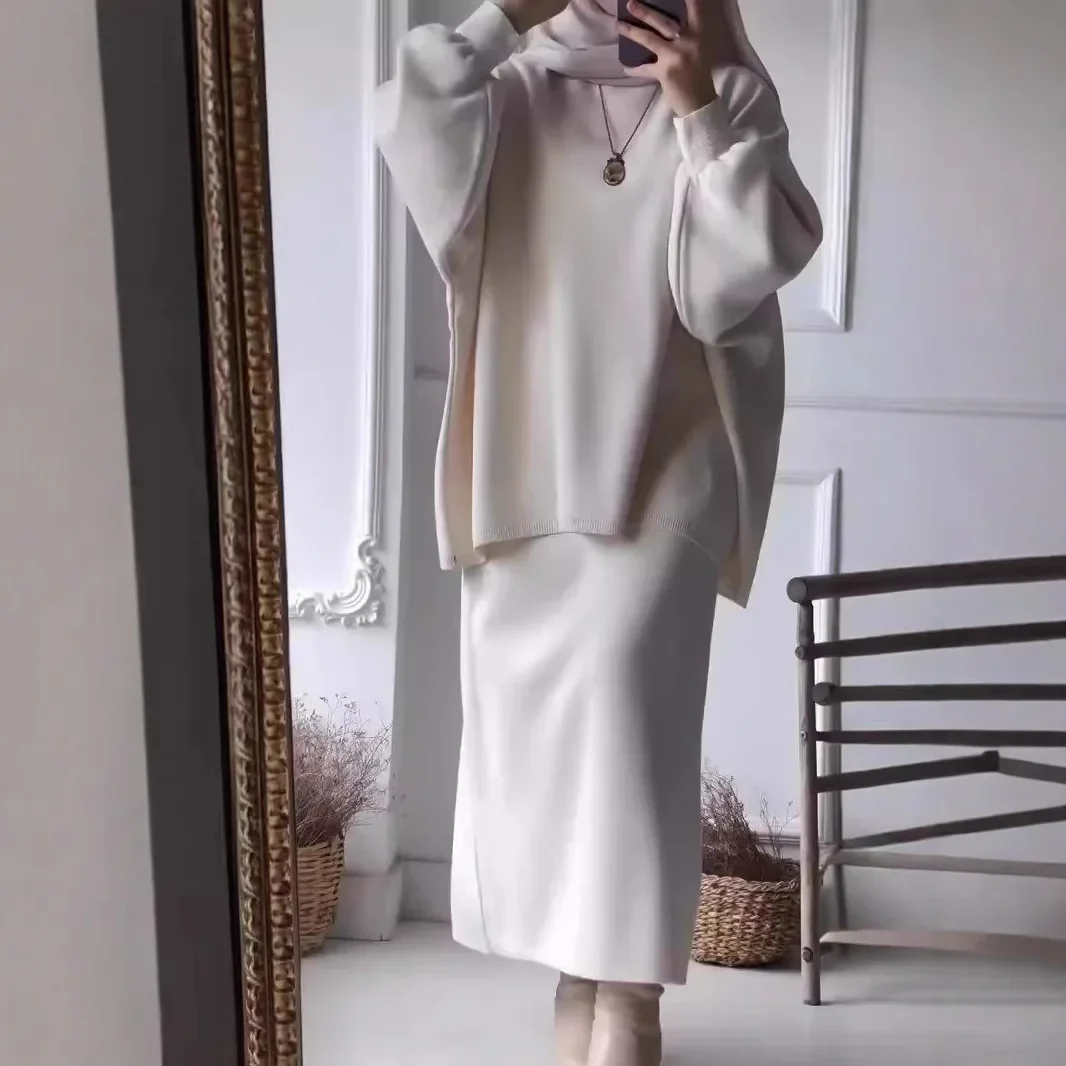 Ensemble de pull à capuche à manches longues et jupe droite, style paresseux du Moyen-Orient, sac Hip Tube, tout est à la mode, nouveau