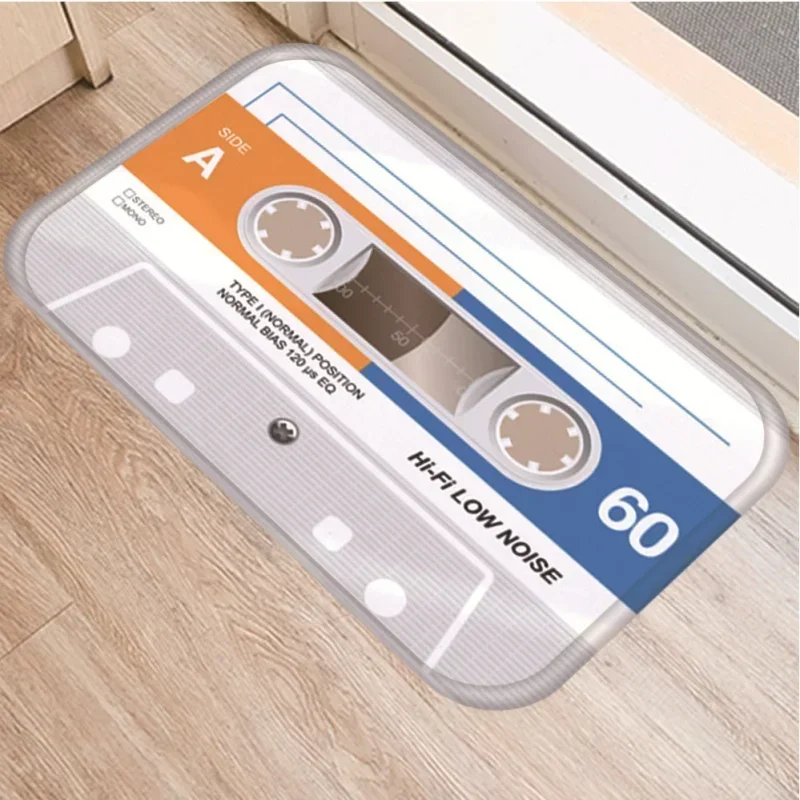 Retro Brand Cassette Tape Door Mat Non-slip Washable Floor Mat for Entryway Living Room Home Decor 80s Vintage Mixtape Mat