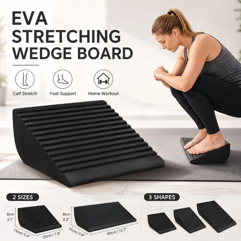 40/25cm EVA Foam Yoga Wedge Board, Ribbed Anti-Slip Calf and Ankle Stretcher for Home Gym, Balance Training and Mobility