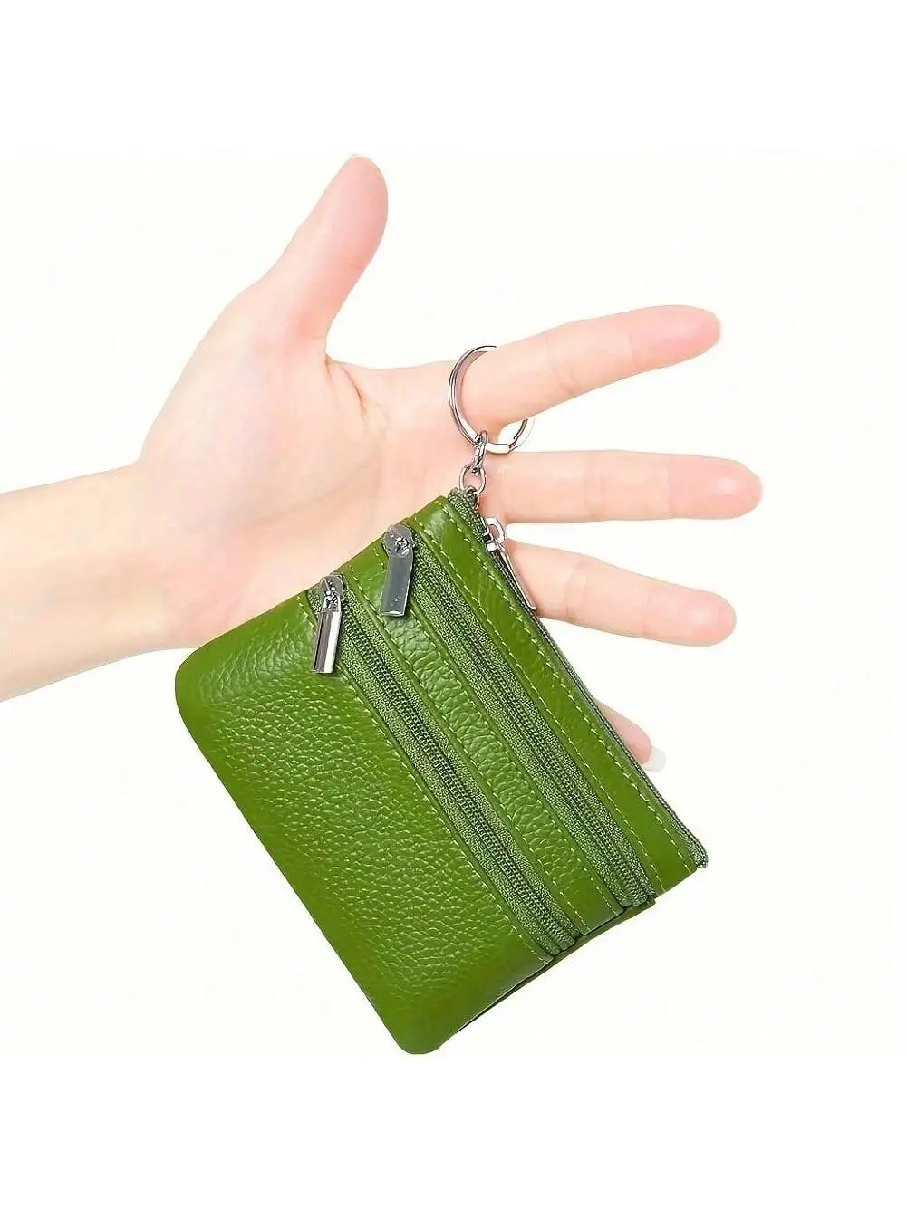 

1 simple coin wallet, women's fashion retro style small zipper wallet with keychain, fashionable small coin wallet