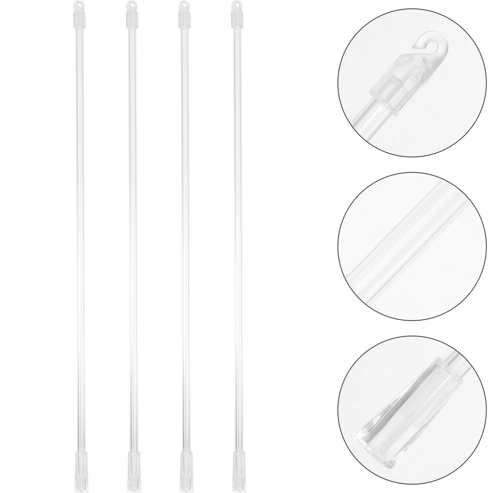 4 Sets Blind Rod Rotating Hook Handle Transparent Accessories Curtain Wand Wands Window Tilt with Replacement Telescopic