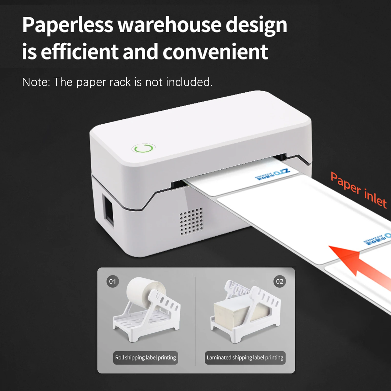 80mm USB Shippting Label Printer with Auto Cutter Desktop Direct Thermal Printing Wired Connection Support 1D 2D Barcode