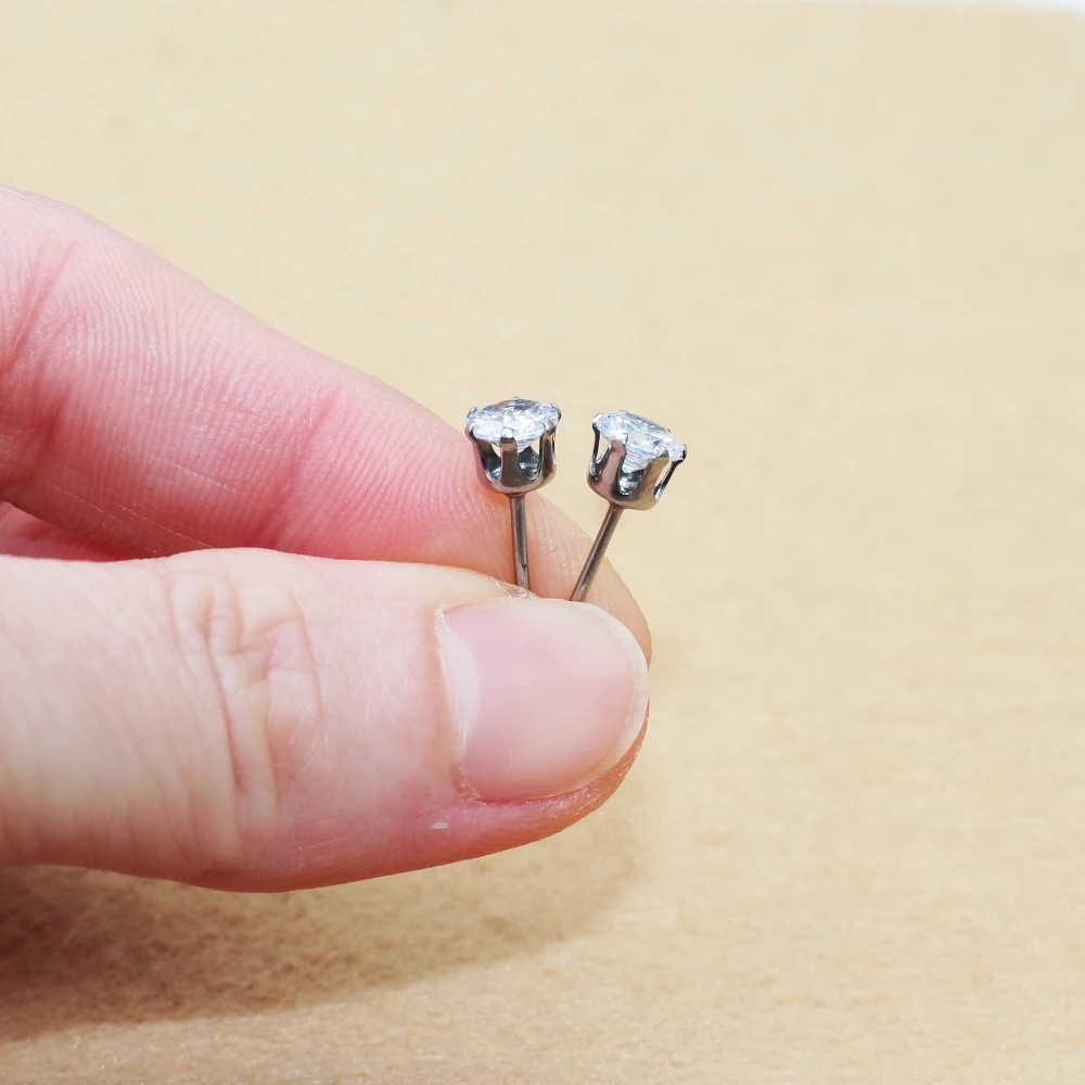 5 mm runde AAA-Zirkonia-Ohrringe aus Edelstahl für Damen, 5 Farben zur Auswahl, allergiefrei, verblasst nicht – Detail 6