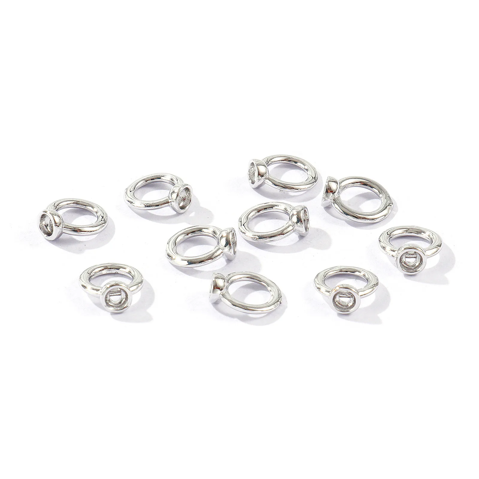 10 Stück Messing-Endkappen für Halsketten, Armbänder, Schmuckherstellung, Großhandel, mehrfarbige Doppelloch-Verbindungsringe, Endkappen, 8 mm x 7 mm – Detail 5