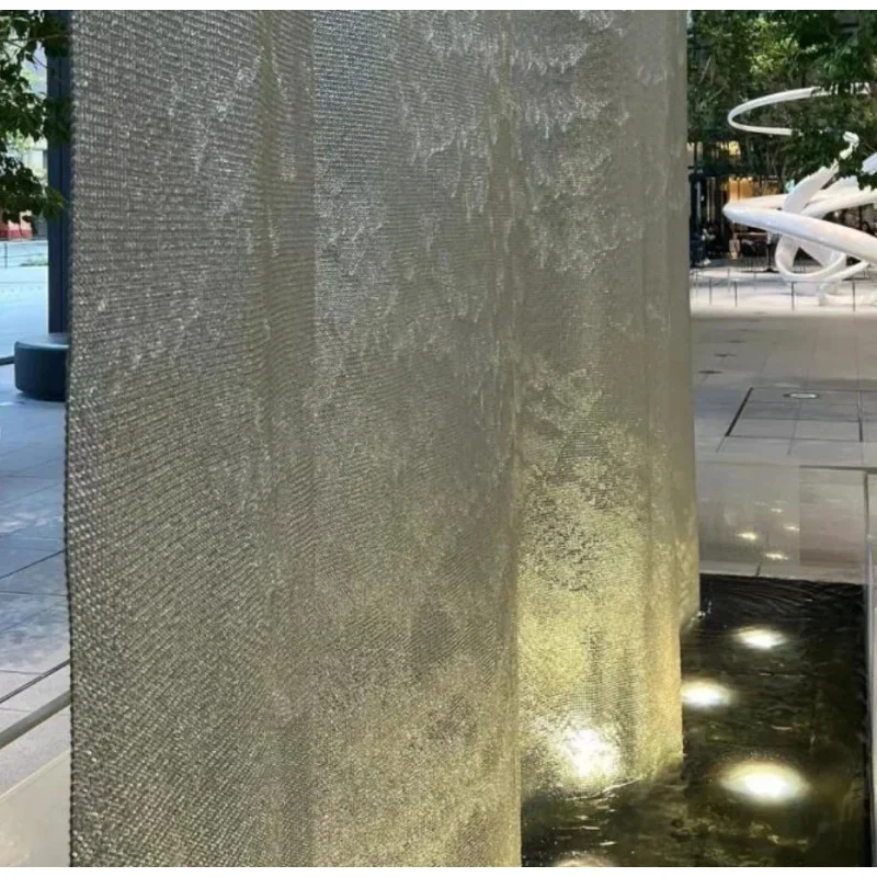 custom.Durable Stainless Steel Wire Plain Weave Mesh Curtain Fountain Wall with Bending & Cutting Services