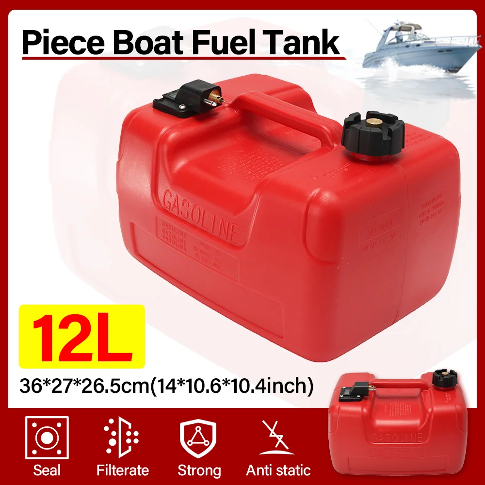 

12L Boat Outboard Fuel Tank Oil Box With Connector Red Plastic Anti-static Corrosion-resistant For Boats Yacht Engine