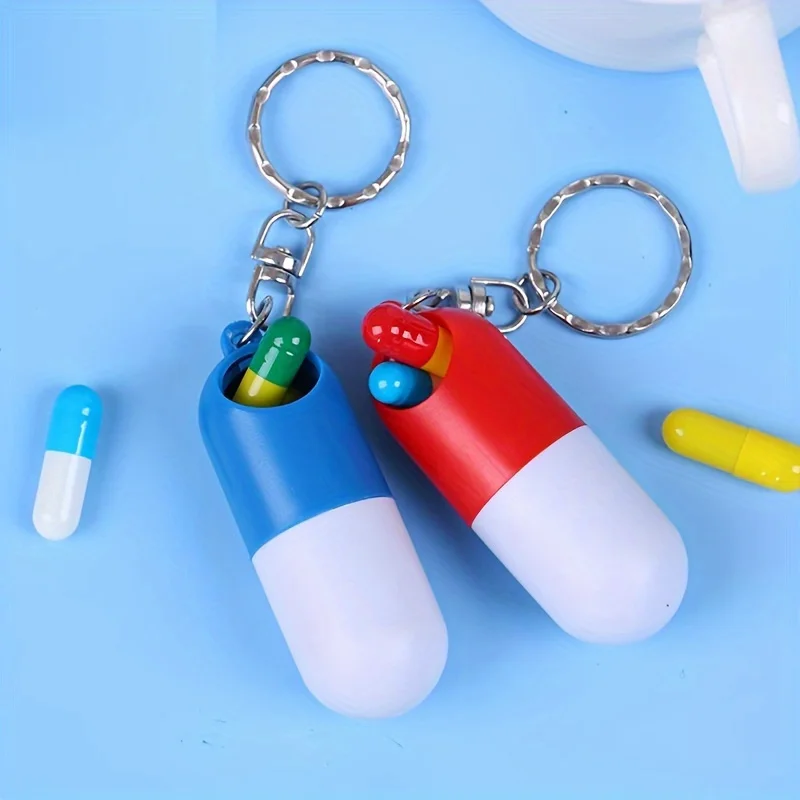 Mini pastillero cápsula, estuche protector, contenedor, llavero, llavero, caja de medicina, cuidado de la salud, 1 ud.