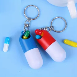 1pc Mini Capsule Pill Box Case Holder Container Key Chain Keychain Keyring Stash Medicine Box Health Care