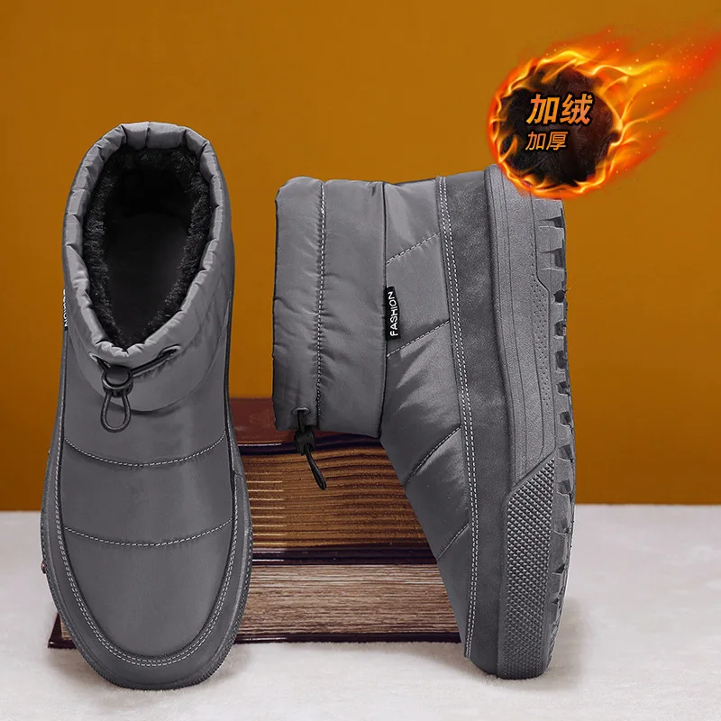 Men Winter Boots  Down Cloth Plus Velvet Cold-proof Warm High-top Cotton Shoes Daily Outdoor Warm Men Shoes Men\'s Snow Boots