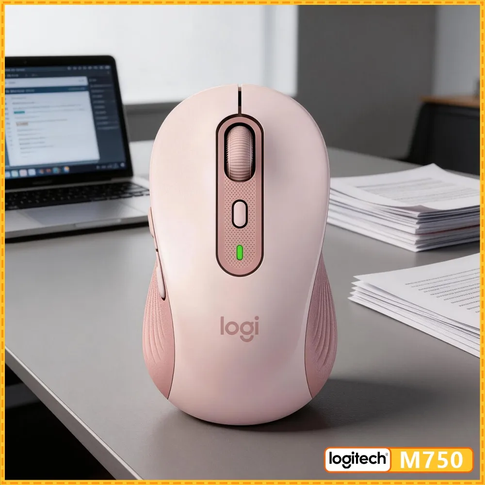 Silent M750 Ergonomic Mouse - 90% Click Noise Reduction, Custom Shortcuts, Dual Connection, 24-Month Battery, Business Pick