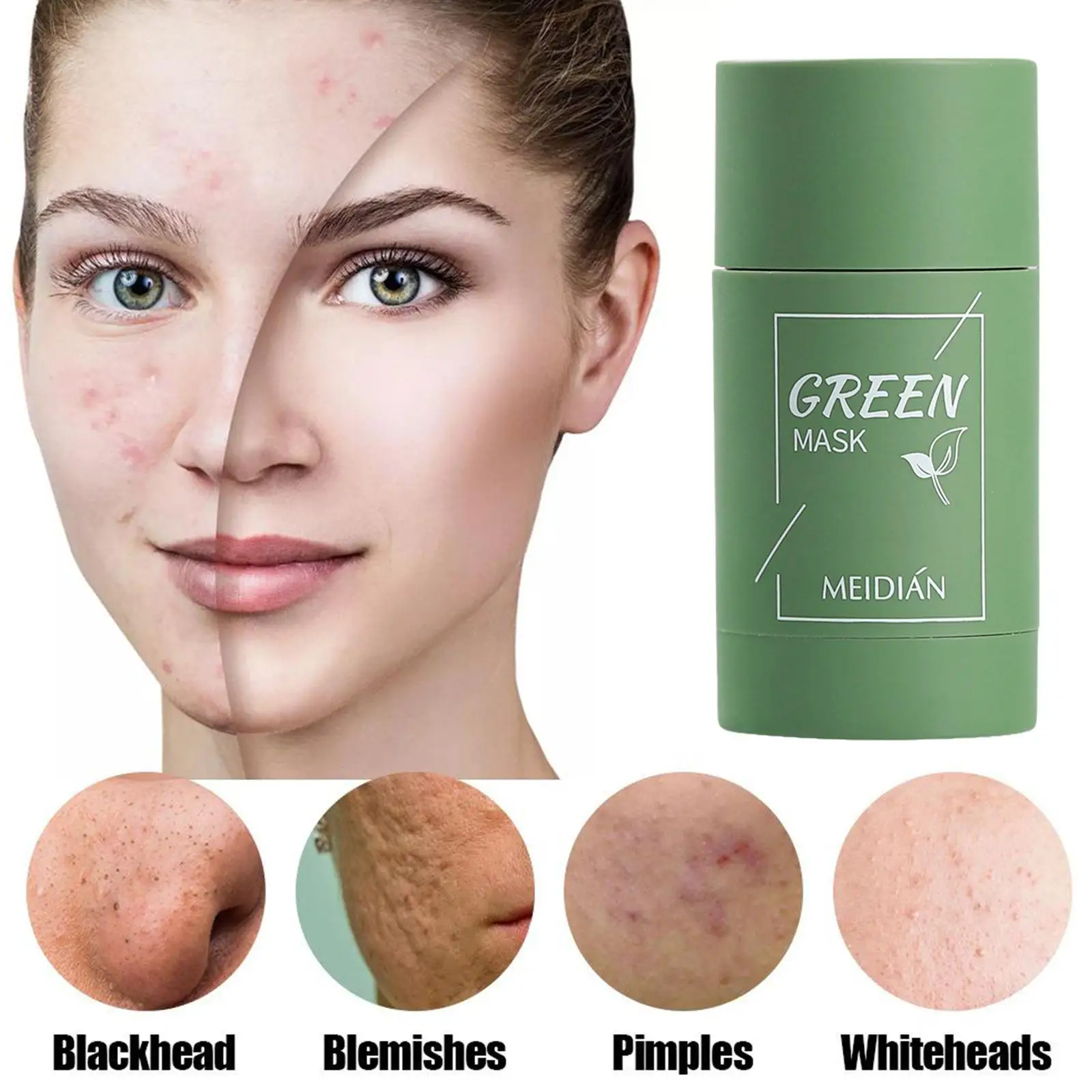 Meidian Green Tea Mask Moisturizing Deep Cleansing Remove Exfoliation Oily Film Mask Mud Stick Pores Control Smearing Black