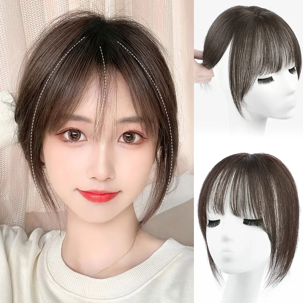 Poni 100% rambut manusia asli 3D, ekstensi rambut, klip poni Perancis, poni palsu untuk rambut alami