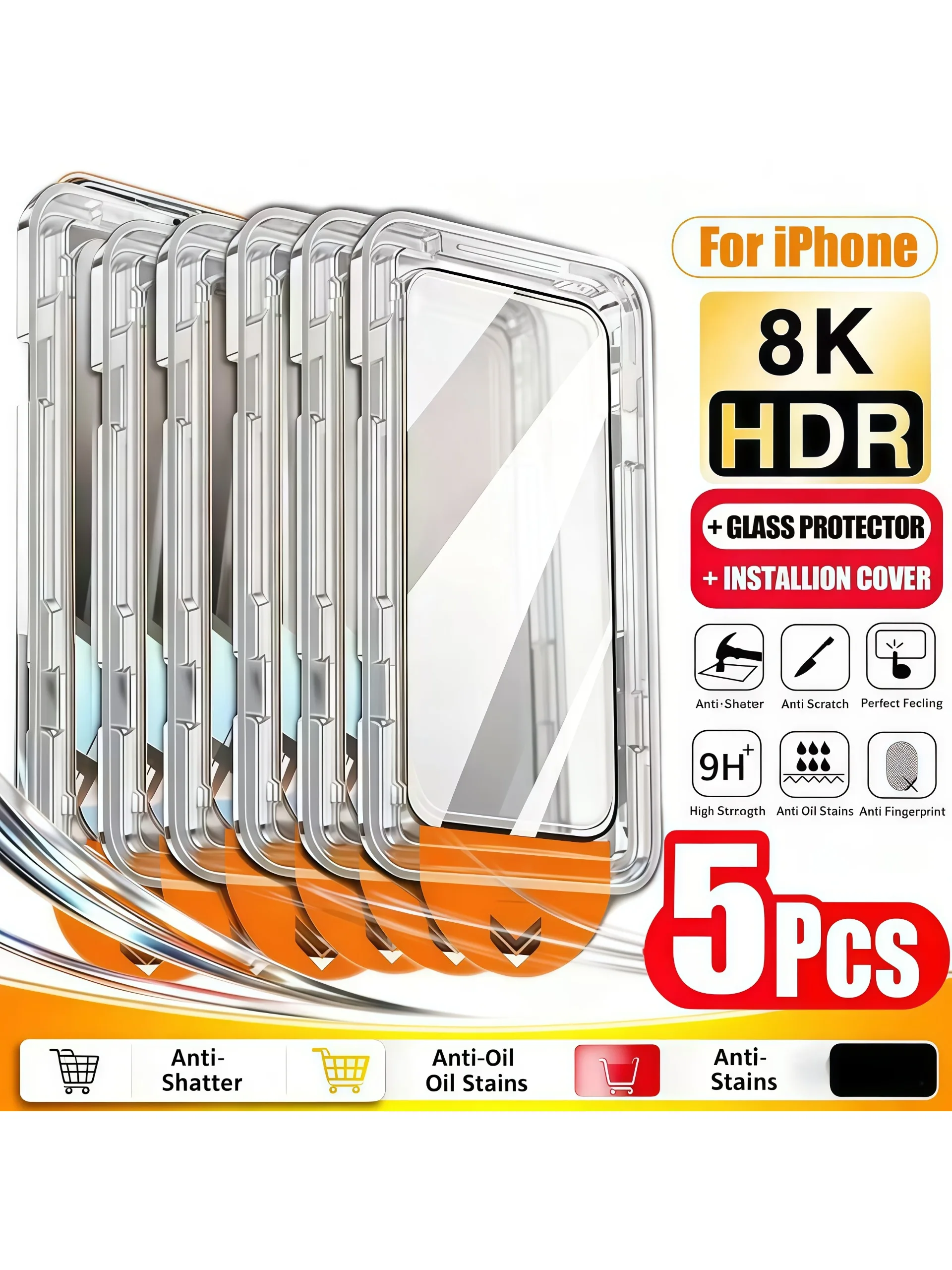 5 sztuk – folia ochronna na ekran, łatwa w montażu, zapobiegająca osadzaniu się kurzu, do iPhone 18 Pro Max, 18 Duo, 16, 14, 15, 11, 12, 13, 17 Pro Max, XR, XS, 14, 15, 16 Plus. — 2