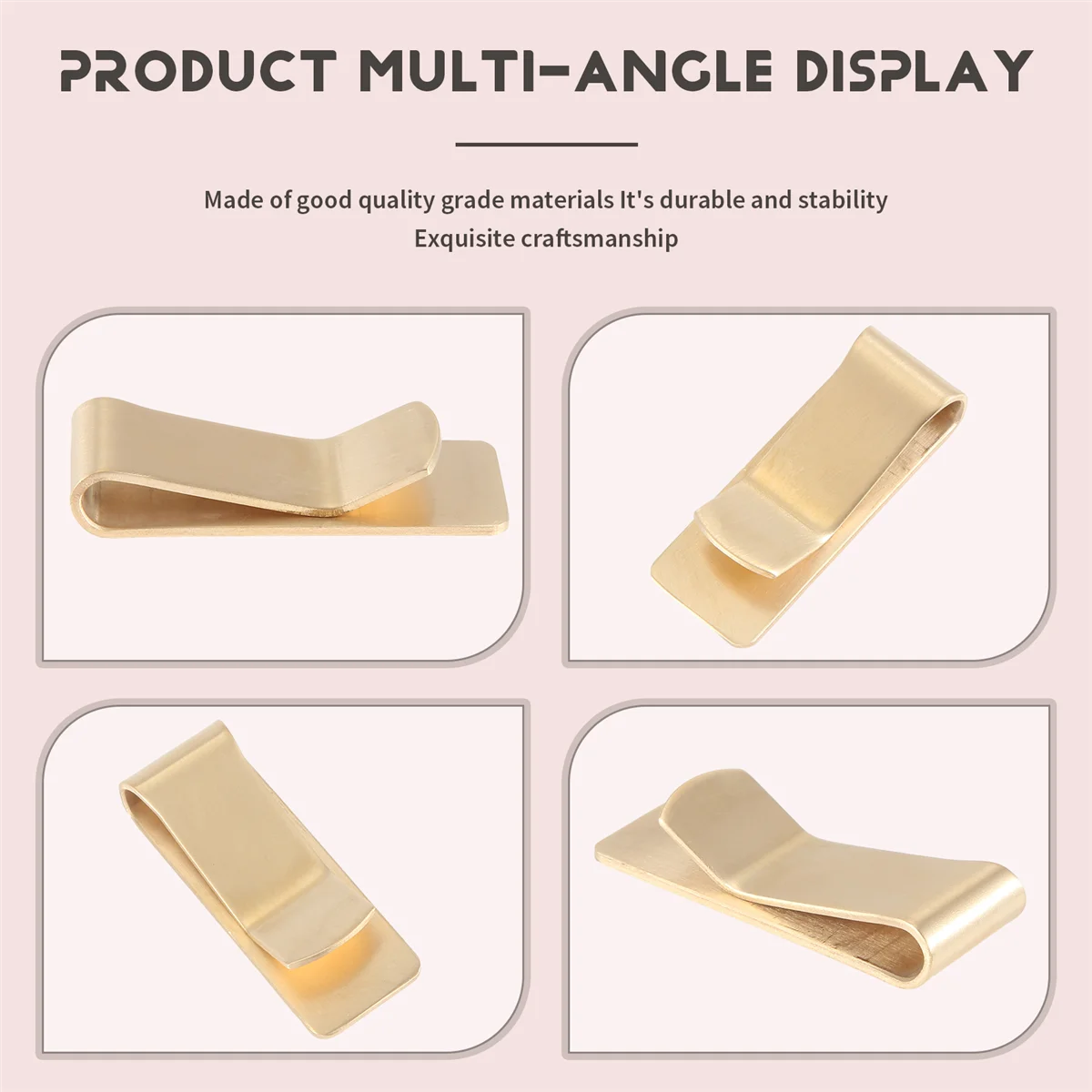 F-3C 패션 황동 머니 클립 간단한 달러 현금 ID 카드 클램프