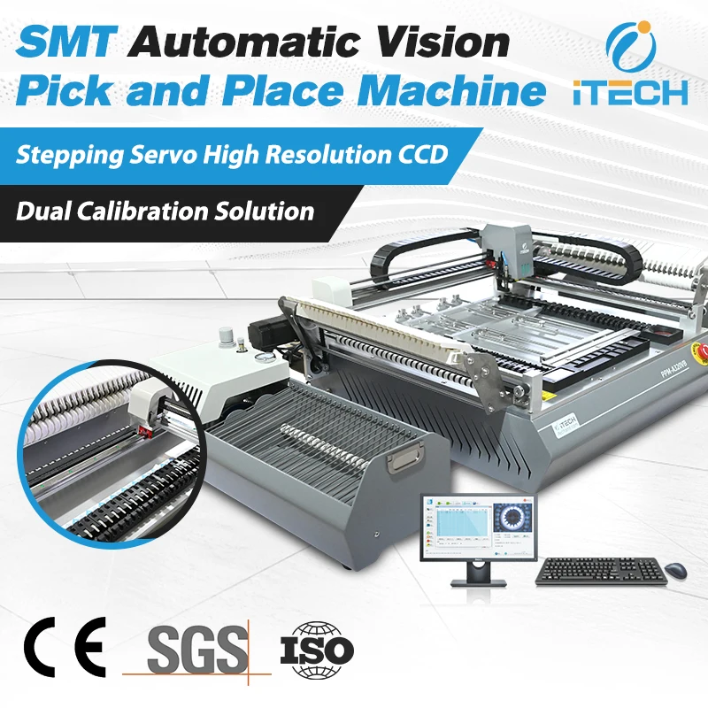 Máquina de Colocación de Componentes SMT con Sistema de Visión para Línea de Ensamblaje de PCB LED