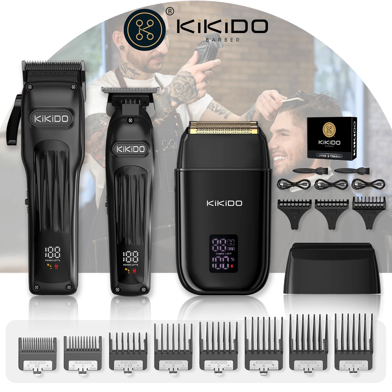 

KIKIDO KK-2578-2 Professional electric hair cutting tool set, Men's razor ,barber Hair cutting machine Cordless Haircut Machine