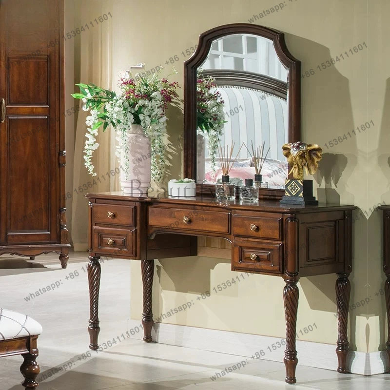 

American country solid wood dresser small apartment bedroom simple European makeup counter