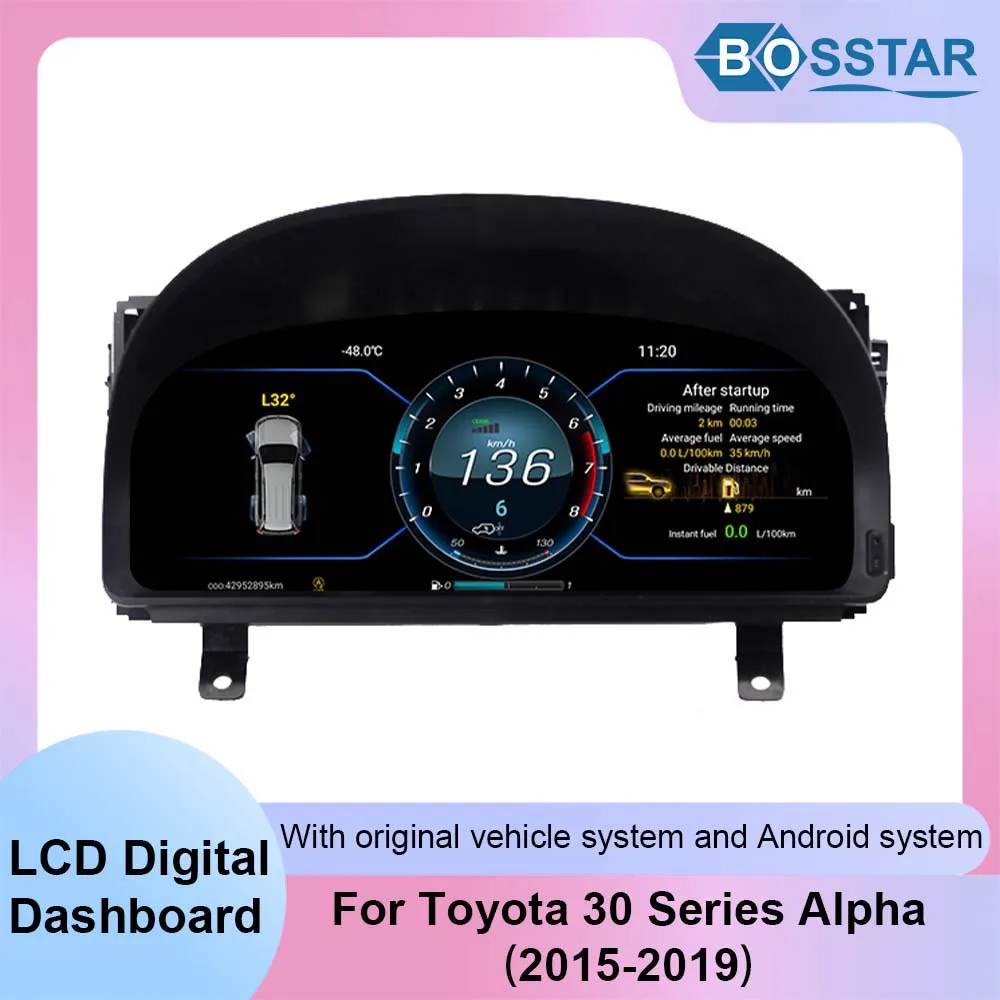 

12.3 Inch LCD Digital Cluster For Toyota 30 Series Alphard 2015-2018 Panel Virtual Instrument CockPit Screen Speedometer