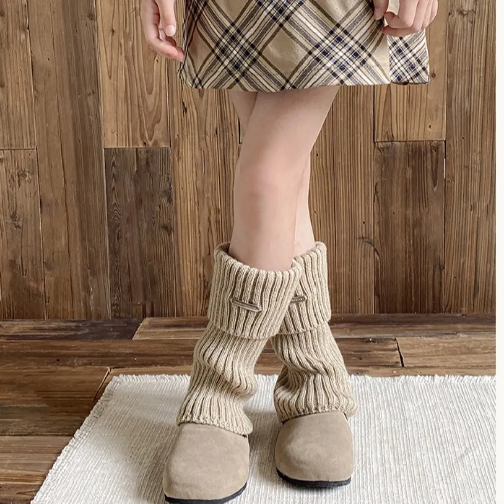 جديد بلون تدفئة الساق سميكة INS منتصف العجل جورب Y2k لوليتا محبوك كومة جورب فتاة