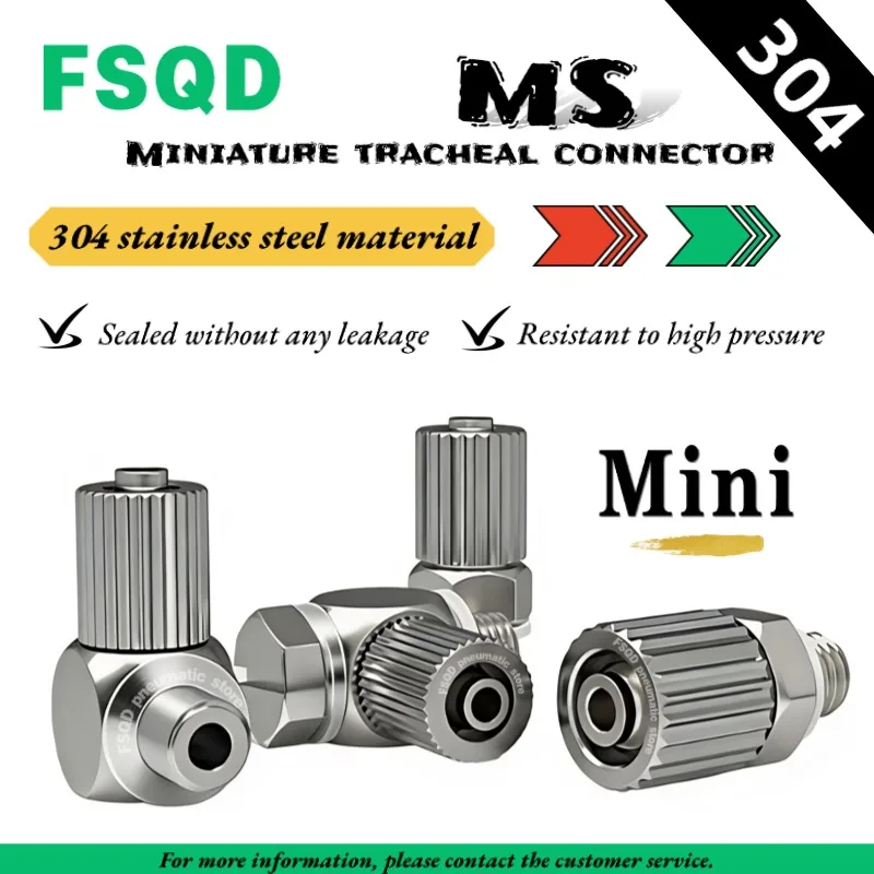 

Miniature Fittings Stainless steel 304 Pneumatic quick connector MS-5HLH-4 MS-5HLH-6 MS-3AU-4 MS-3ALU-4 For SMC