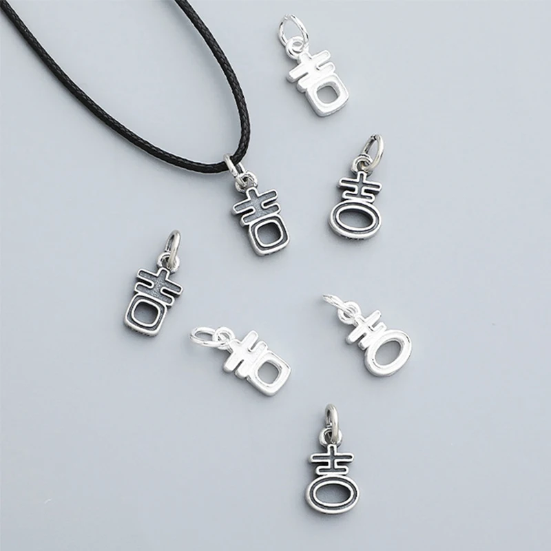 

1pc 925 Sterling Silver Irregular Trendy Lucky Charms 12.7x7.5mm Women Men Good Luck Silver Jewelry Pendants DIY Bracelets Gifts