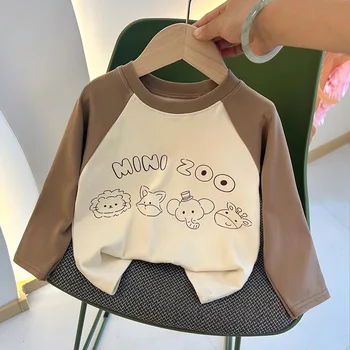 Korean Style Kids Long Sleeve Shirt 2 New Autumn Girls and Boys Long Sleeve T-shirt Base Shirt Letter Korean Style Children Clothing 2