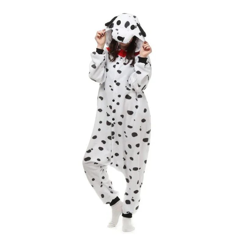 Winter Adult Animal Dalmatian Duck Onesies Cow Chicken Kigurumi Pajamas Cartoon Cosplay Costumes Jumpsuits Christmas Hooded