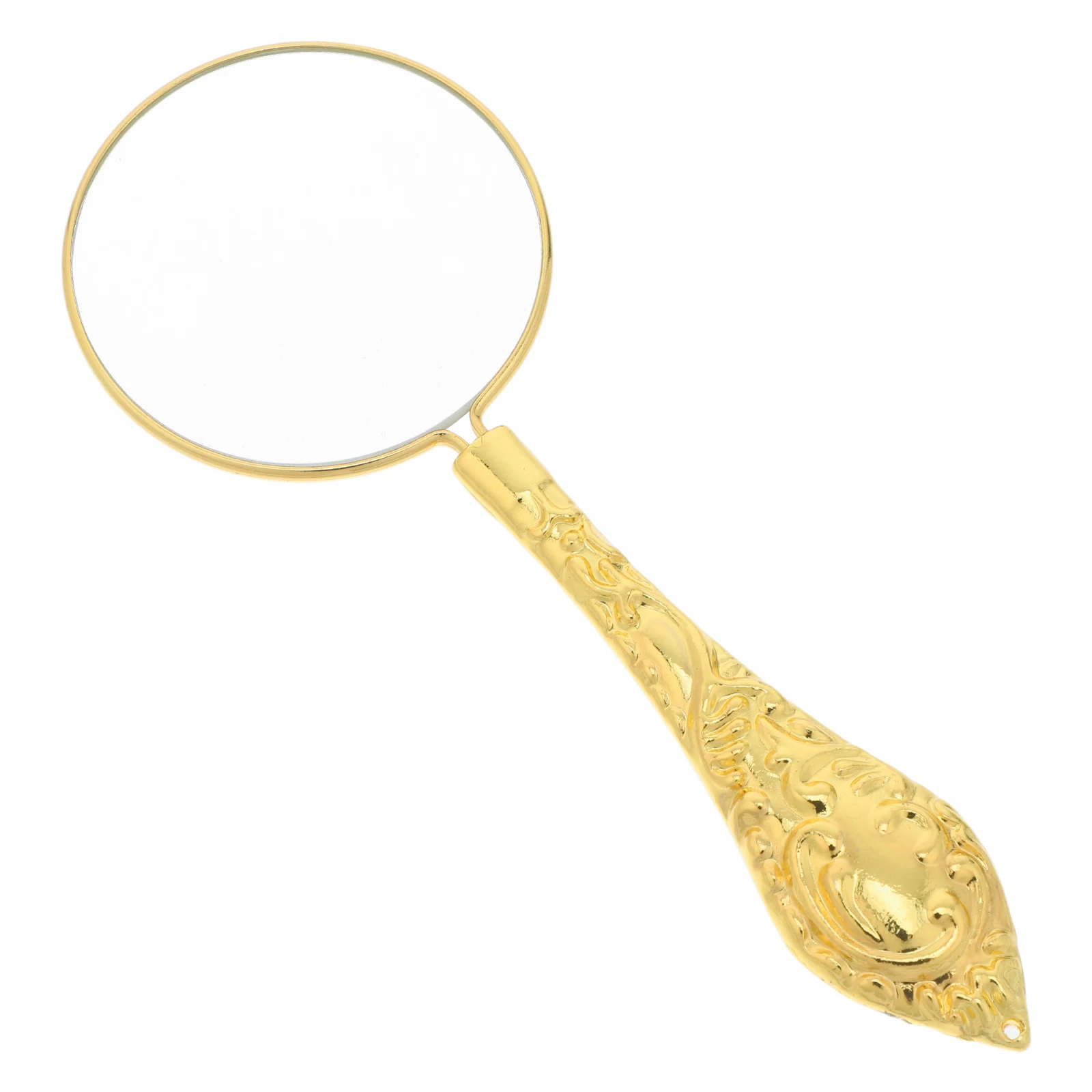 

Embossed Handle Magnifying Glass Full Metal Craft High Precision Optical Lens Handheld Reading Tool Pocket Size