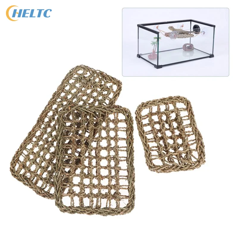 1*Reptile Hammock Grass Cushion Pet Bed Swing Terrarium Decoration For Lizard Lounger Hermit Crabs Geckos Bed Birds Reptile Mats
