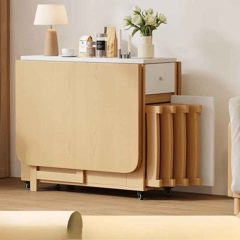 

New removable folding dining table simple multi-function retractable table rectangular against the wall
