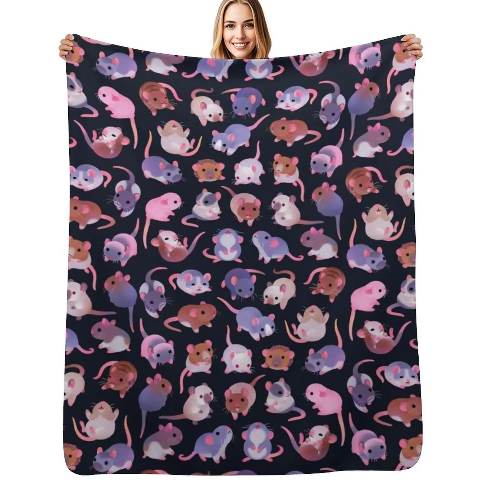 Fancy rat - dark Throw Blanket valentine gift ideas Cute Hairy Thin Tourist sofa bed Blankets
