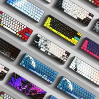 Stock 129/135 teclas originales con grabado lateral tema de Anime teclas de teclado mecánico Pbt transparente para juegos y uso en oficina