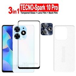 For Tecno Spark 10 Pro Tempered Glass Screen Protectors Soft Camera Lens Protector Full Cover Screen Glass 3in1  Back Film