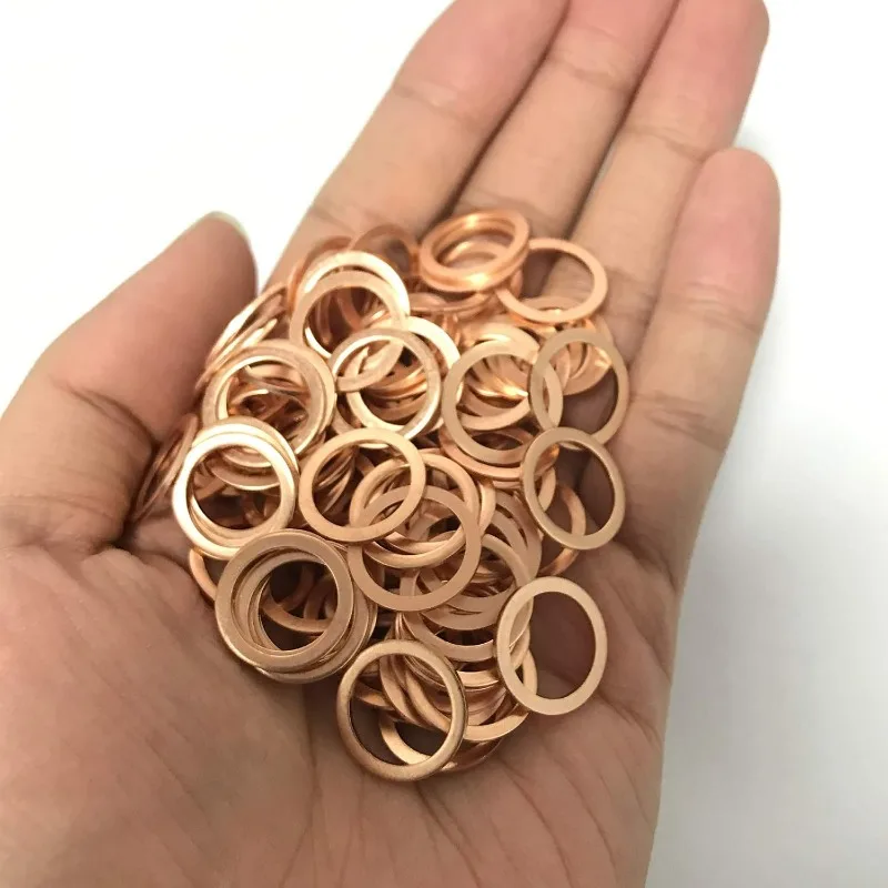 M6 M8 M10 M12 M14 Copper Washer Nut Bolt Flat O Ring Sealing Gasket Sump Plug Oil for Automotive Repair Fasteners Assortment Kit