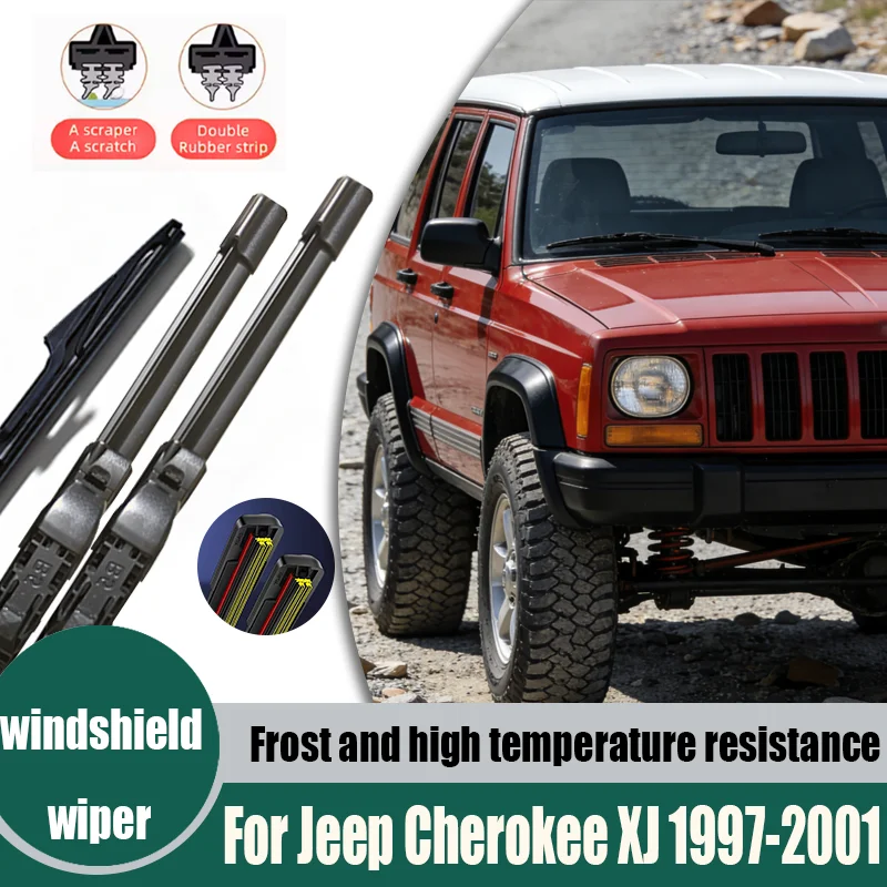 Image of Für Jeep Cherokee XJ 1997-2001 1998 1999 2000 Scheibenwischer Vorne & Hinten Wischerblätter Windschutzscheibe Fensterbürsten 18"+18"+13"