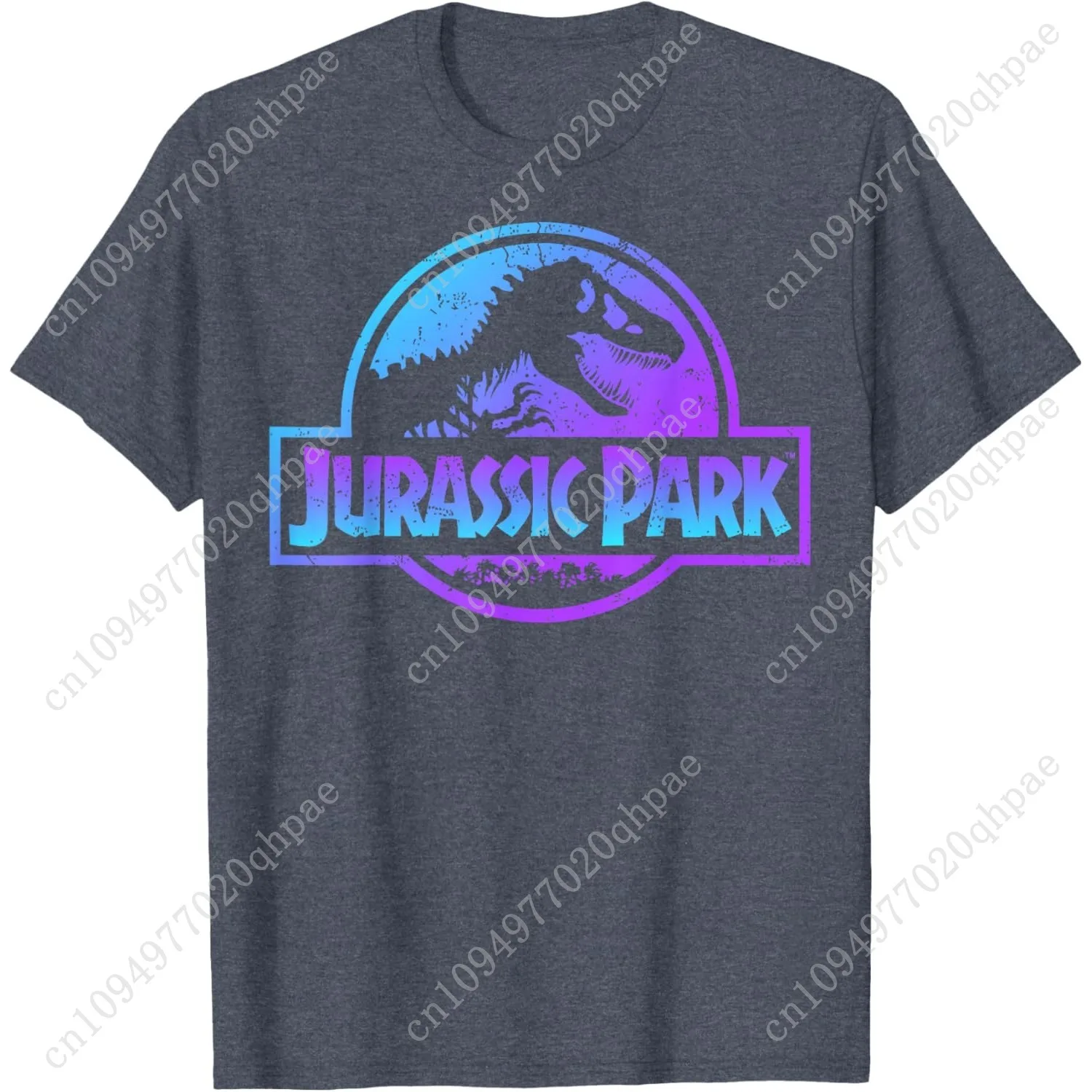 Jurassic Park Kurzarm-T-Shirt mit grafischem Fossil-Logo in Blau und Lila