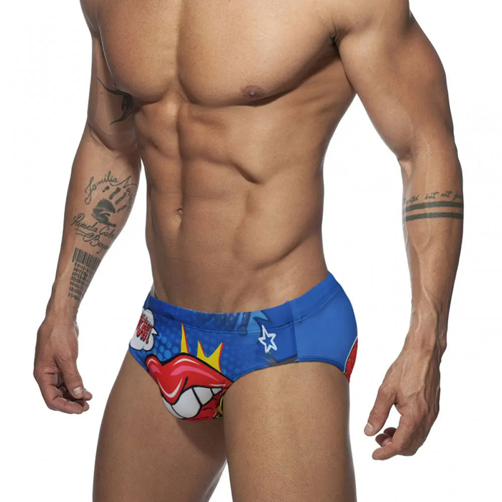 Men's White Swim Briefs Sexy Swimming Carton Fashion Summer Swim Sport Beach Pants Swimsuit Swimwear Suilt Surfing