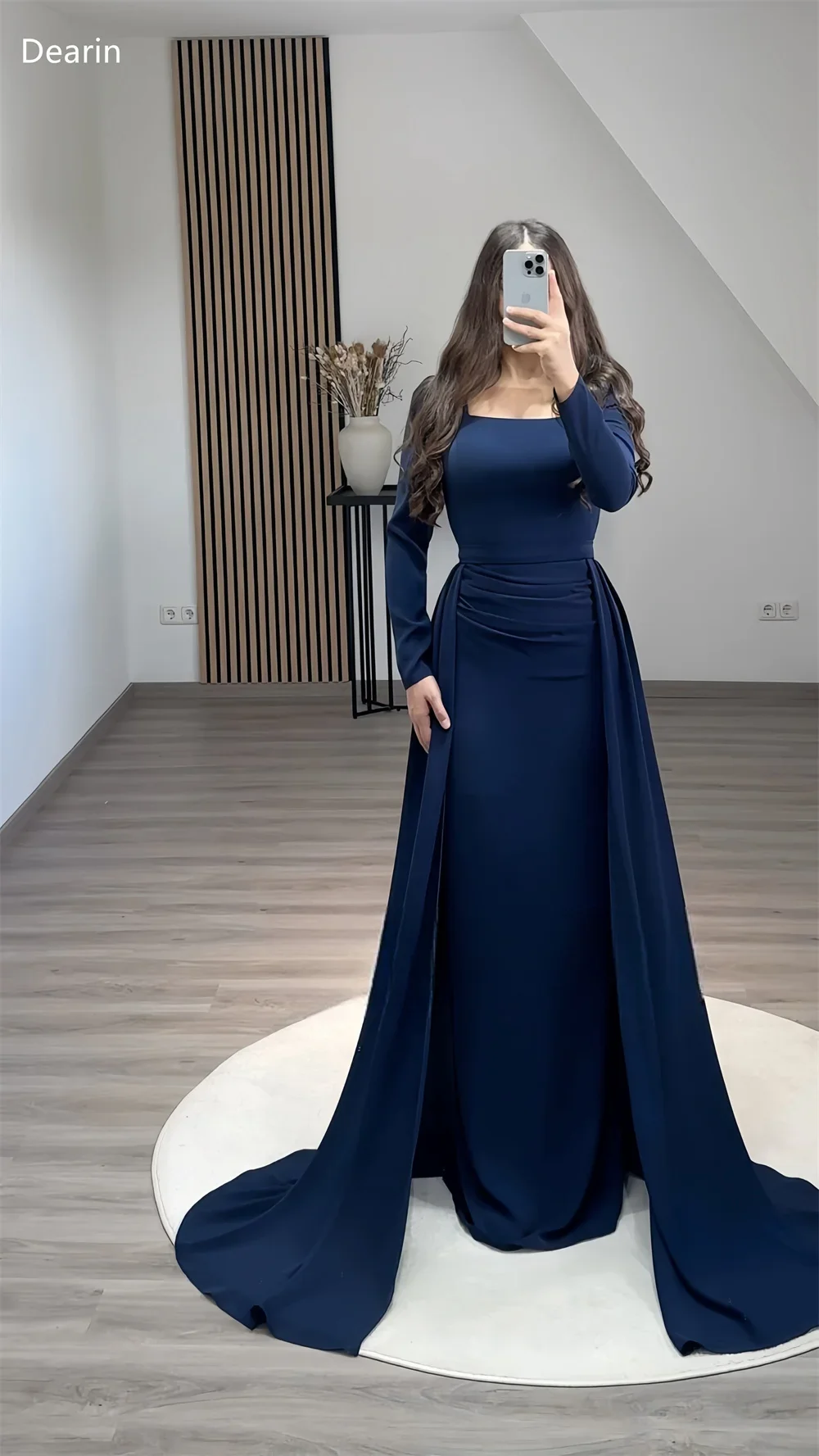 Customized Prom Gown Women Evening Dearin Square Collar Column Floor Length Skirts Draped Bespoke Occasion Dresses Formal Dress