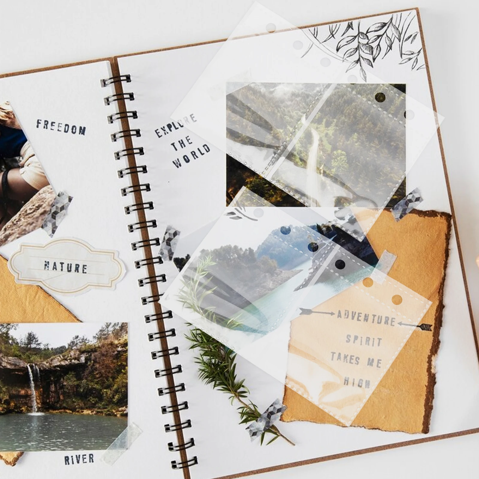 

50 Pcs Scrapbook Inner Pages A7 Clear Binder Sheet Protectors PVC Transparent Photo Album Refills Large Capacity Storage Pages