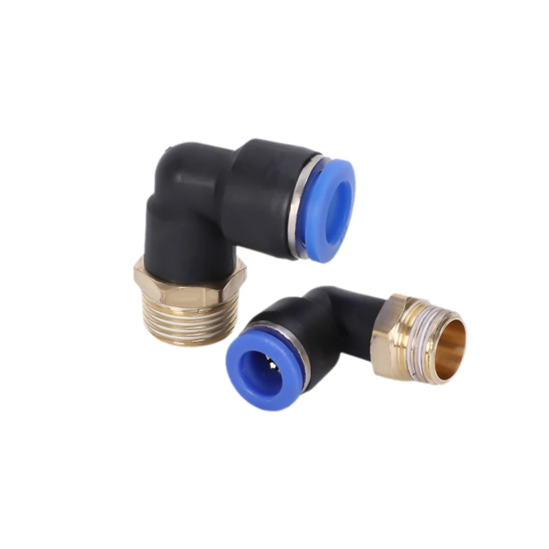 40Pcs PL Elbow Pneumatic Fitting 1/8 1/4 3/8 1/2 BSP Male Thread Connector L Shape Push In Hose OD 6mm 8mm 10mm 12mm 14mm 16mm