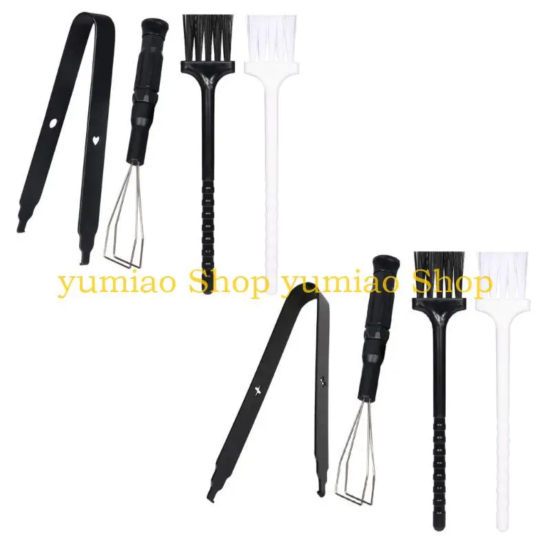 587B 4pcs Keycap Puller Remover Keycaps Removal Tool with Brushs for Mechanical Keyboard and Electronic Devices