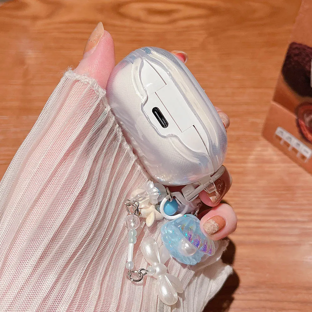 Star Fish Flower Transparent Earphone Case For Redmi Buds 5 6s 6 Pro 7s Soft TPU Cover For Xiaomi Air 3 4 SE with Keychain