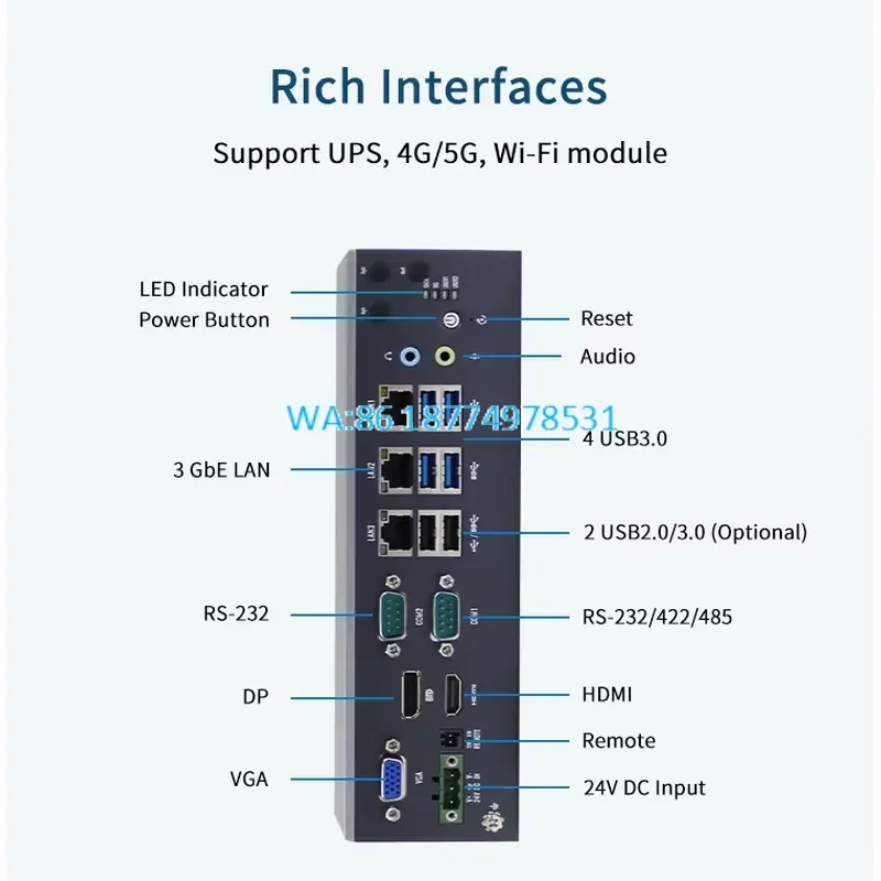 Wmwmnu for Industry Computer Compact Mini PC 10-11th Gen Core I3 i5 i7 3-Port Display 3LAN 6USB RS232 RS485 Optional