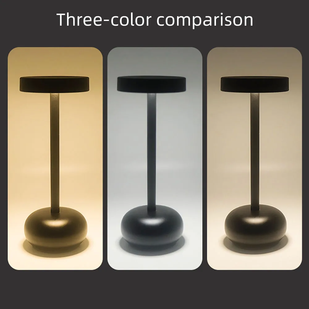 LED Creative Desk Lamp 3-color Touch Charging Night Light USB Ambient Table Lamp Suitable for Restaurant Bar Hotel Bedroom