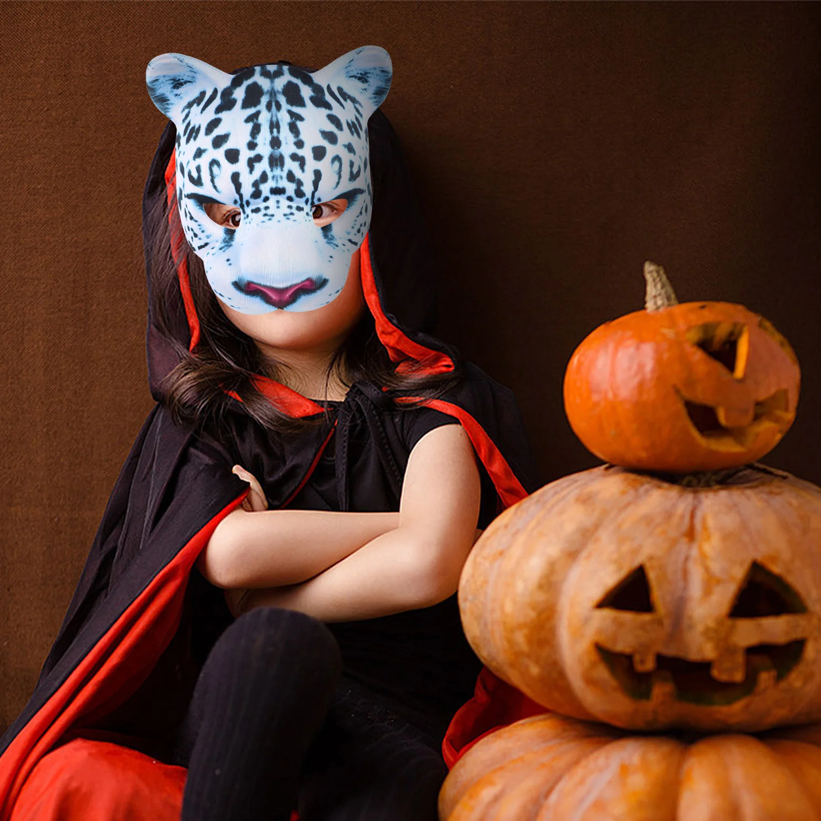 Funny Animal Snow Leopard Half Face Mask EVA for Halloween Carnival Party Masquerade Easter Cosplay Costume 1 Piece