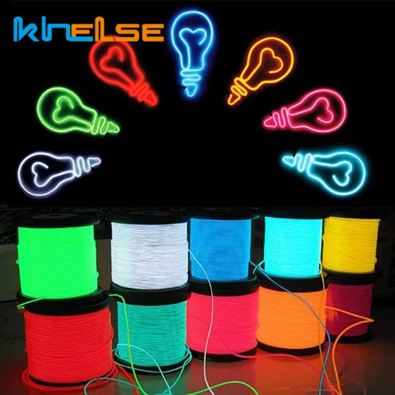 2.3mm EL Wire Cable 3m/5m Flexible Neon Light DIY Rope Tube Dance Party Atmosphere Lighting Props LED Strip Signboard Decor Lamp