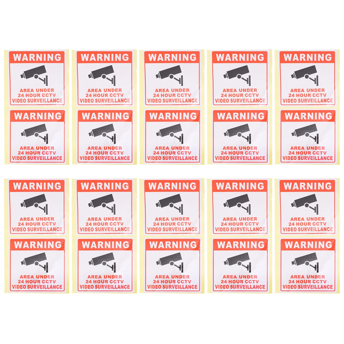 20pcs CCTV Warning Signs Stickers Warning 24 Hour Video Sign Decals for School Office Building