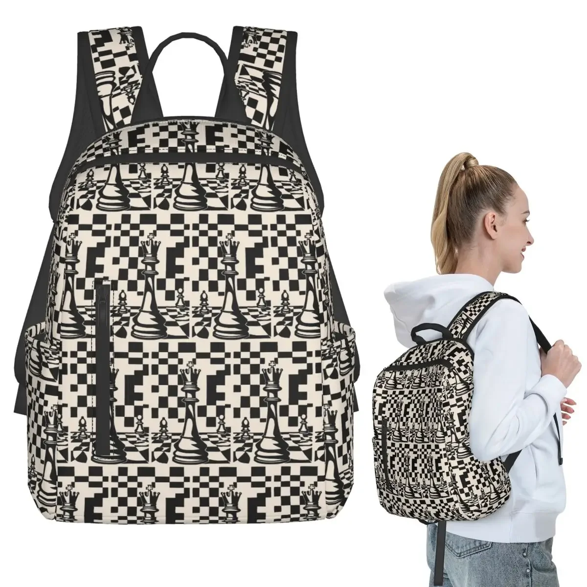 Chess Pieces On Board Backpack Student BookBag Kids School Bag Computer Shoulder Bags Boys Girls
