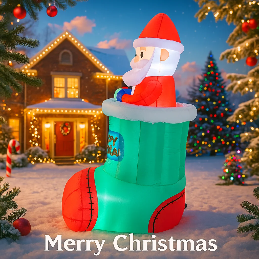 5.2FT LED نفخ عيد الميلاد ساحة ديكور العملاق سانتا تخزين نموذج عيد الميلاد لعبة لوازم المنزل الحلي هدايا تزيين في العطلة #4